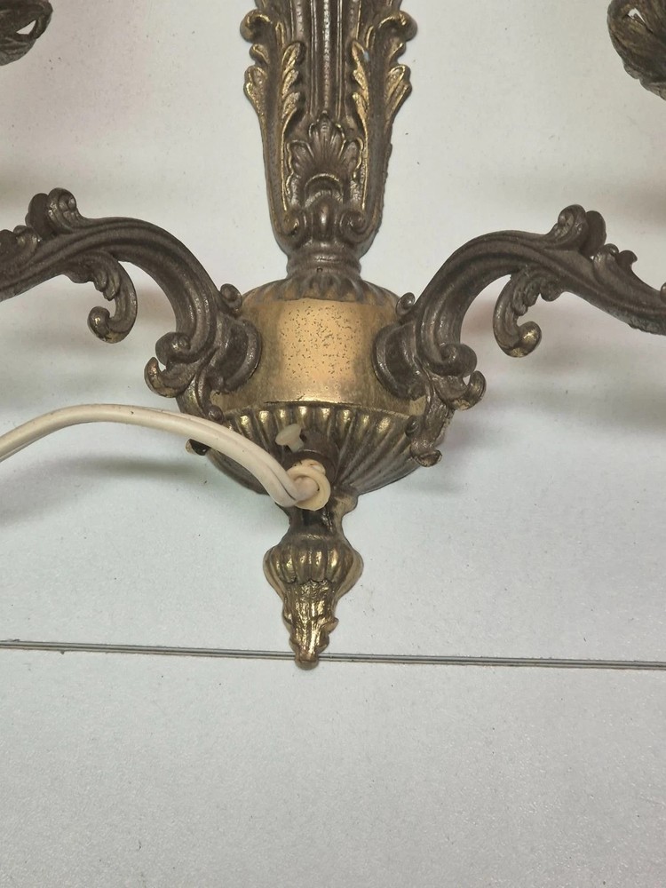 Vintage Gilded Brass Sconce Decorative Rococo Style Untested
