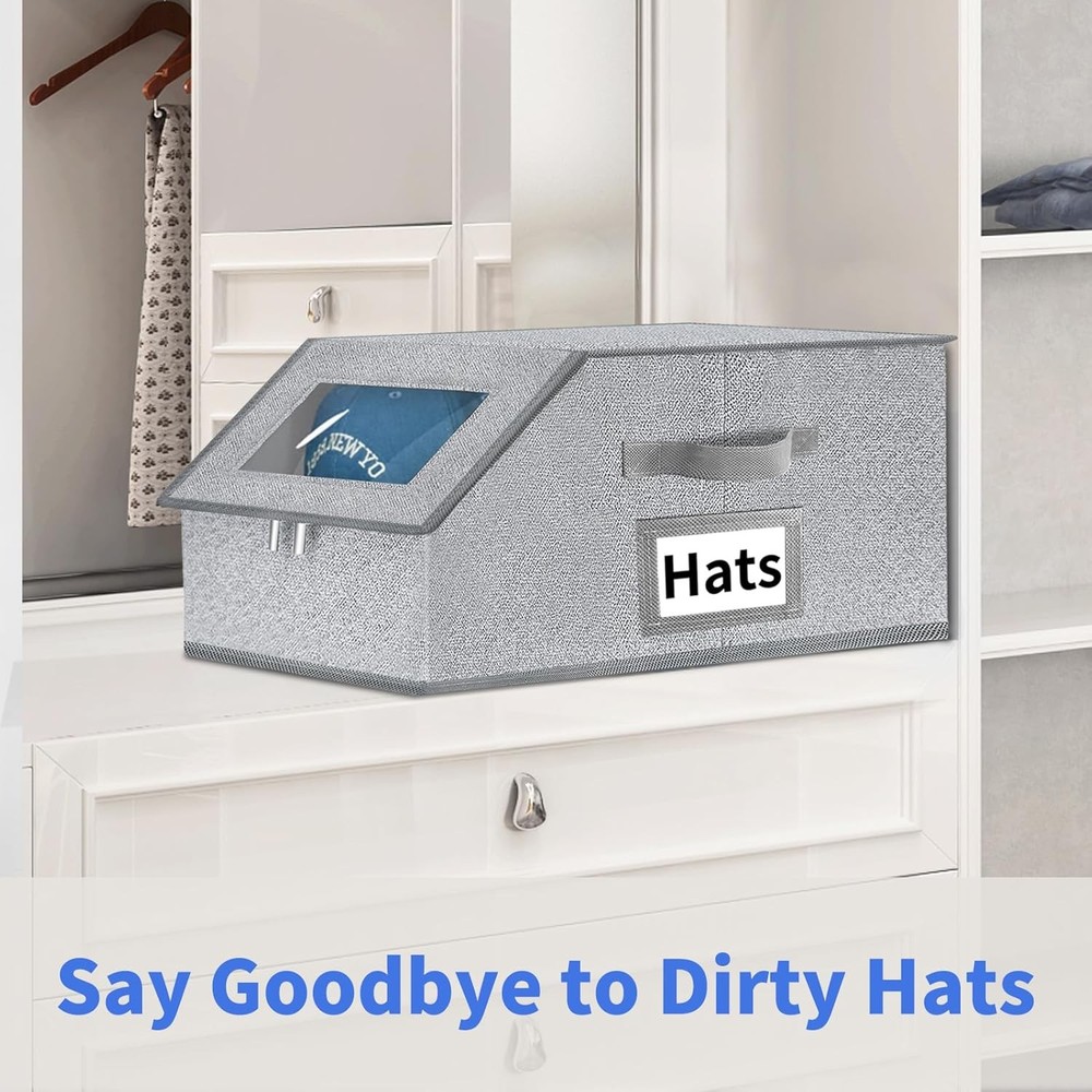 Aokeyee Hat Organizer for Baseball Caps - 2PCS Stackable Storage with Clear Wind