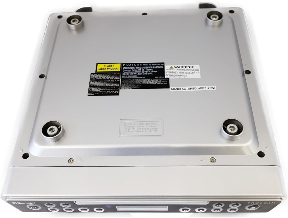 Silver Under Counter CD Player with Bluetooth & Remote - Perfect Kitchen Audio