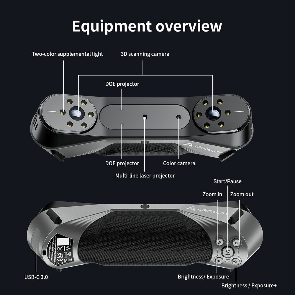 Creality CR-Scan Raptor 3D Scanner Multiple-line 60FPS for 5-2000mm Objects US