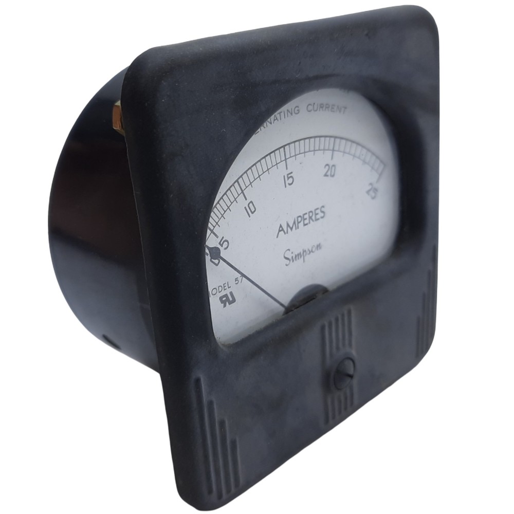 Simpson Electric 01190 Rectangular Style Analog Panel Meter Model 57, 0-25V AC