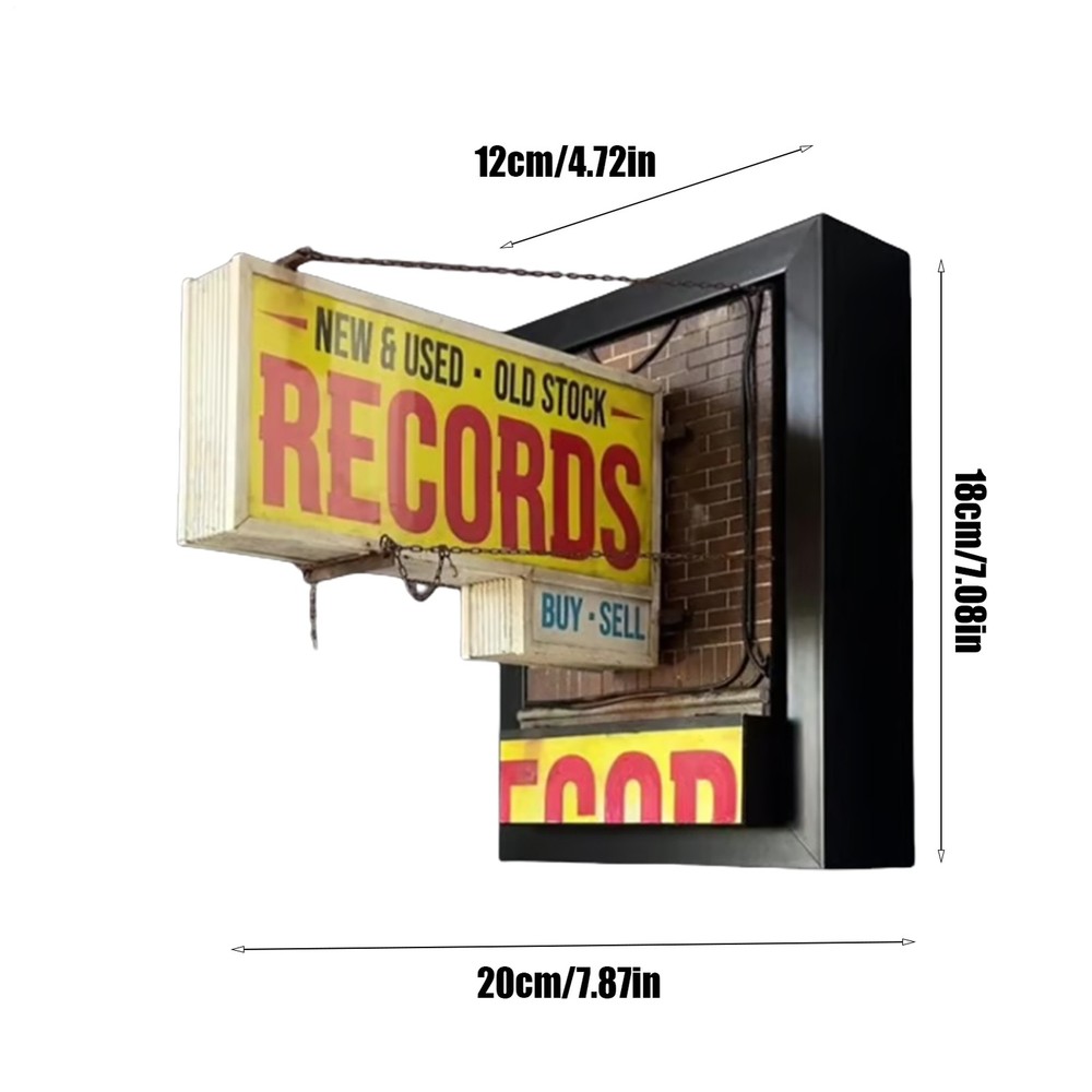 Record Store Wall Light Handmade Retro Record Wall Lamp Gift for Studios
