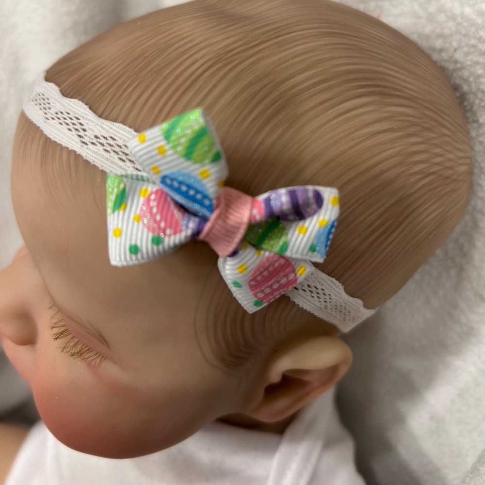 Easter Eggs Hair Bow Headband, 1” Easter Eggs hairbow, Easter Bow