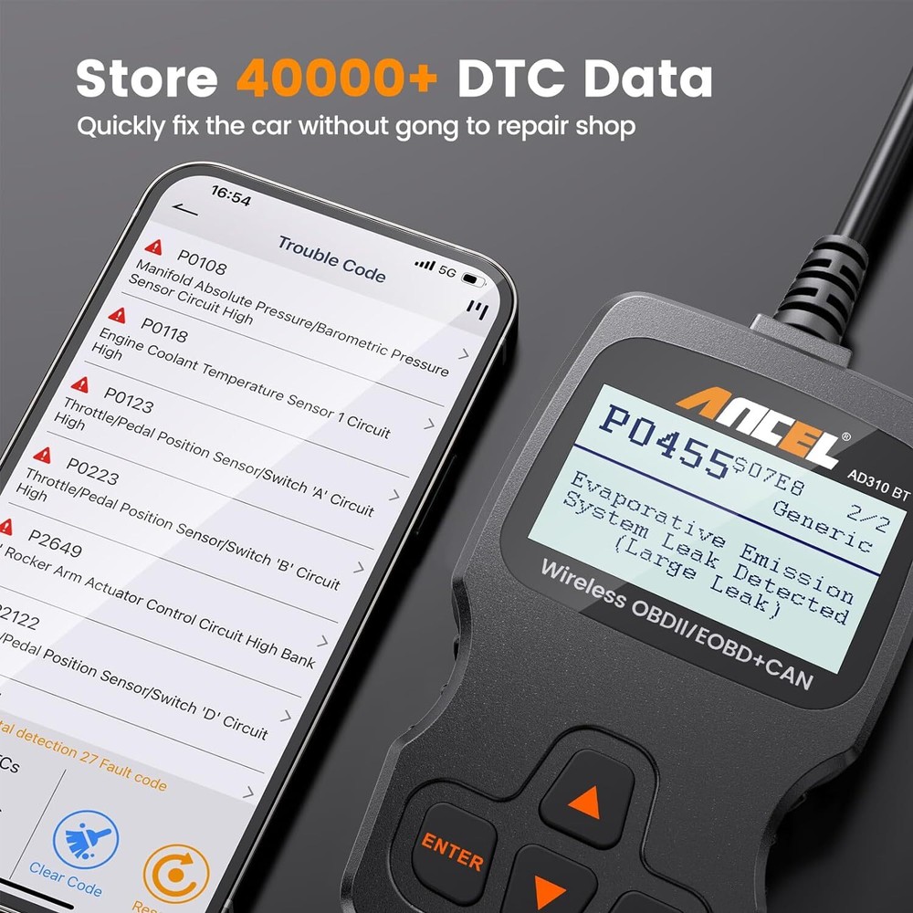 AD310 BT Bluetooth OBD2 Scanner Code Reader Engine 2024 ANCEL for iOS Android