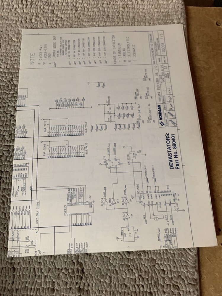 Original Devastators Konami Arcade video game Manual
