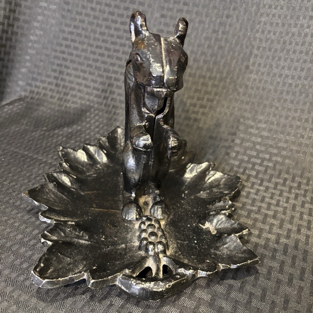 Vintage Cast Iron Squirrel Nutcracker Leaf Grape Base Heavy Mechanical Tool