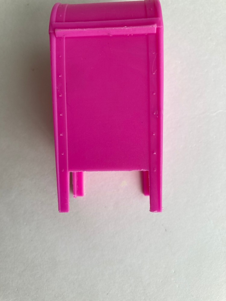 Vintage Pink Fleer MAILBOX Empty Candy Container - 3" Tall Ingredients on bottom