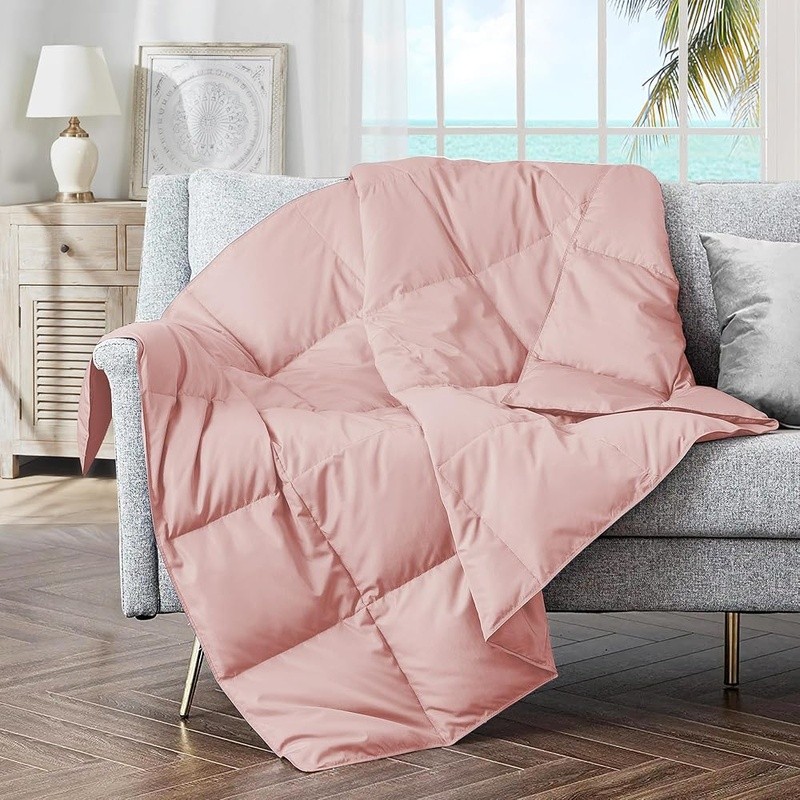 Cozy Feather Down Throw Blanket Soft Microfiber Lightweight Soft Warm Comfort US