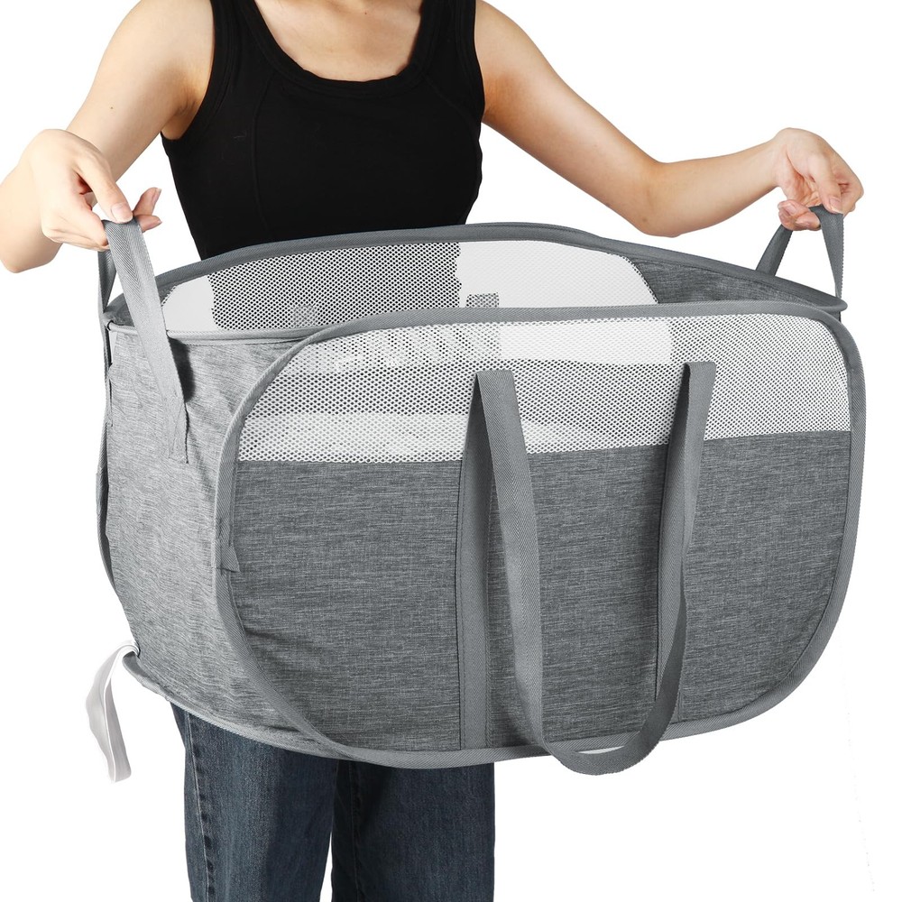 Collapsible Laundry Baskets, Tear Proof Pop Up Laundry Hamper with Dual Handl...
