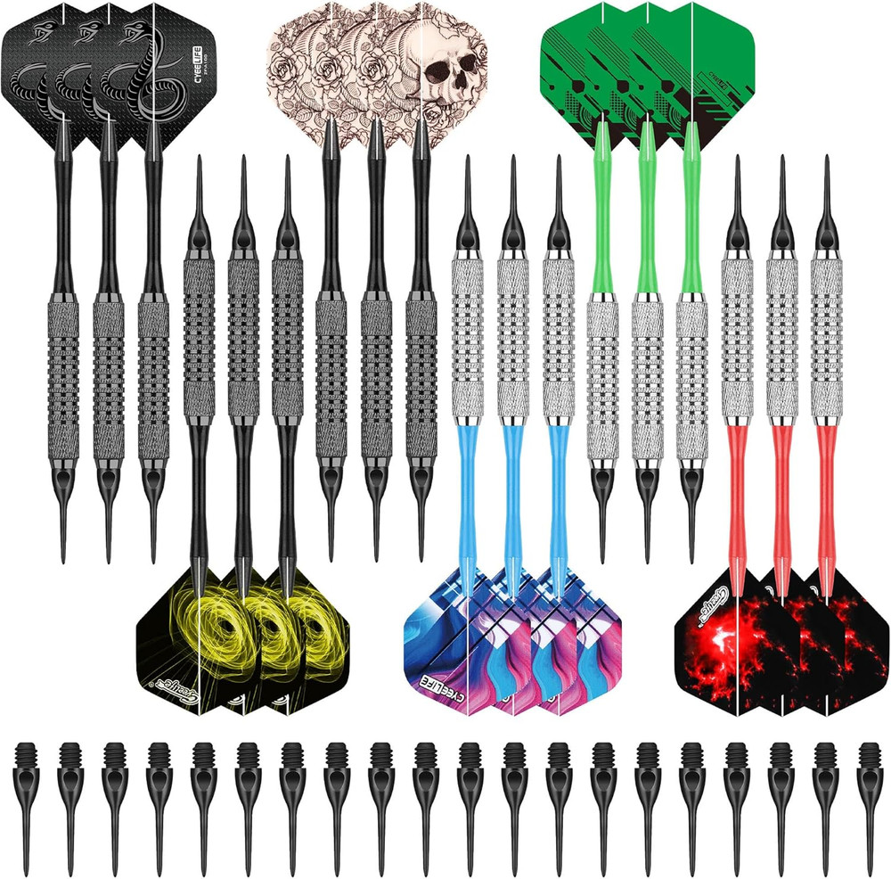 Darts Plastic Tip - 18Pcs Soft Tip Darts Set for Electronic Dart Board
