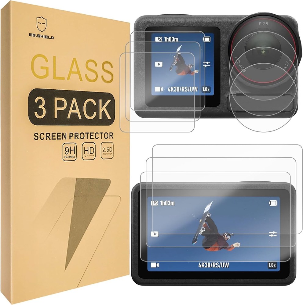 Mr.Shield [Back+Lens+Front] 3-Pack [9 Pcs] Screen Protector For DJI OSMO Action