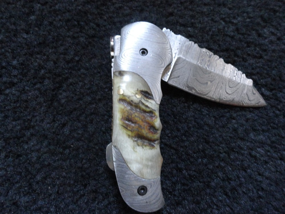 damascus folding knife handmade