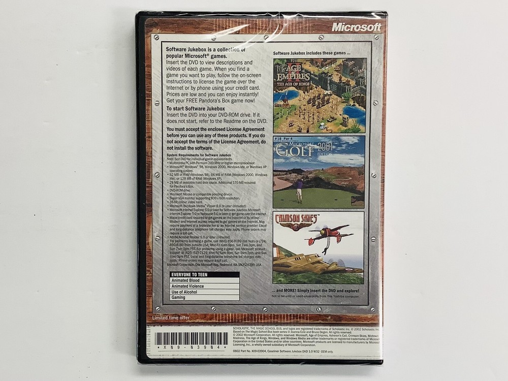 "BRAND NEW" Microsoft Software Jukebox for Toshiba Version 1.0 PC Plus SEALED