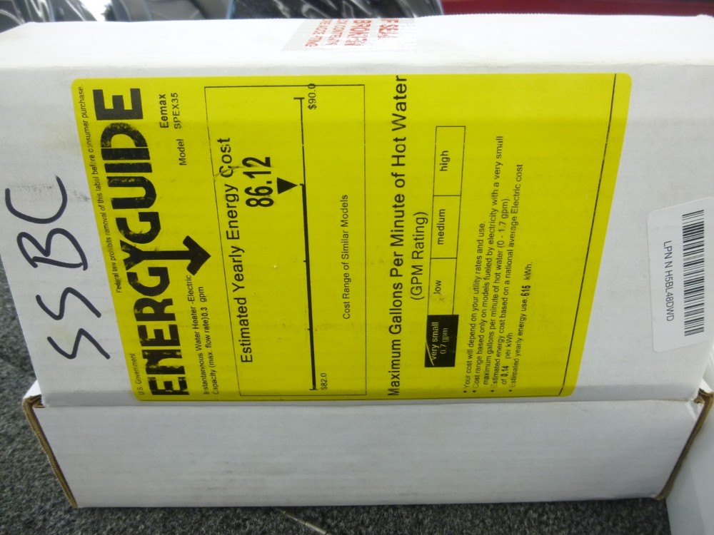 CHEAP EEMAX SPEX35 FLOW CO. ELECTRIC TANKLESS WATER HEATER 3.5KW @ 220V