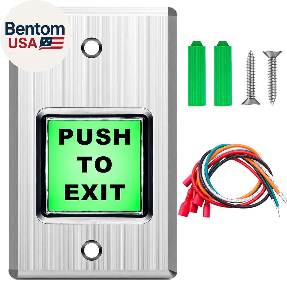 Push to Exit Button,Indoor Green Square Request to Exit Button,Stainless Steel E