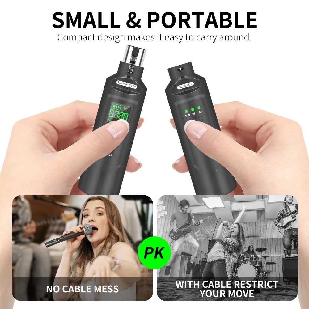 Professional UHF Wireless Handheld Microphone with Wired Conversion Adapter