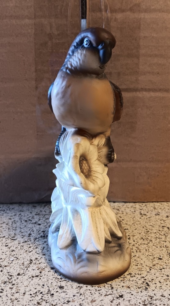 Vintage Brown Ceramic Parrot Figurine