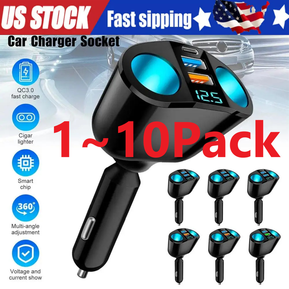 Dual USB Car Cigarette Lighter Socket Splitter Power Adapter Charger Outlet lot