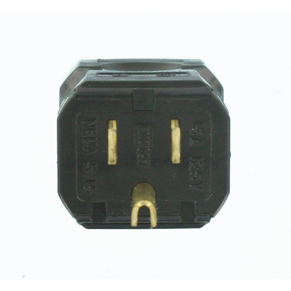 15 Amp 125-Volt Python Straight Blade Grounding Plug, Black 5256-VB
