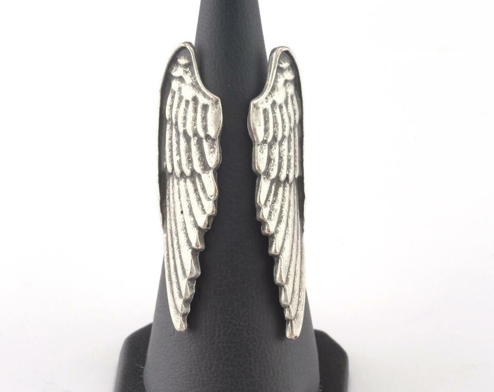 Angel wings Ring Boho Gypsy Biker  Adjustable 7Us size Antique silver brass