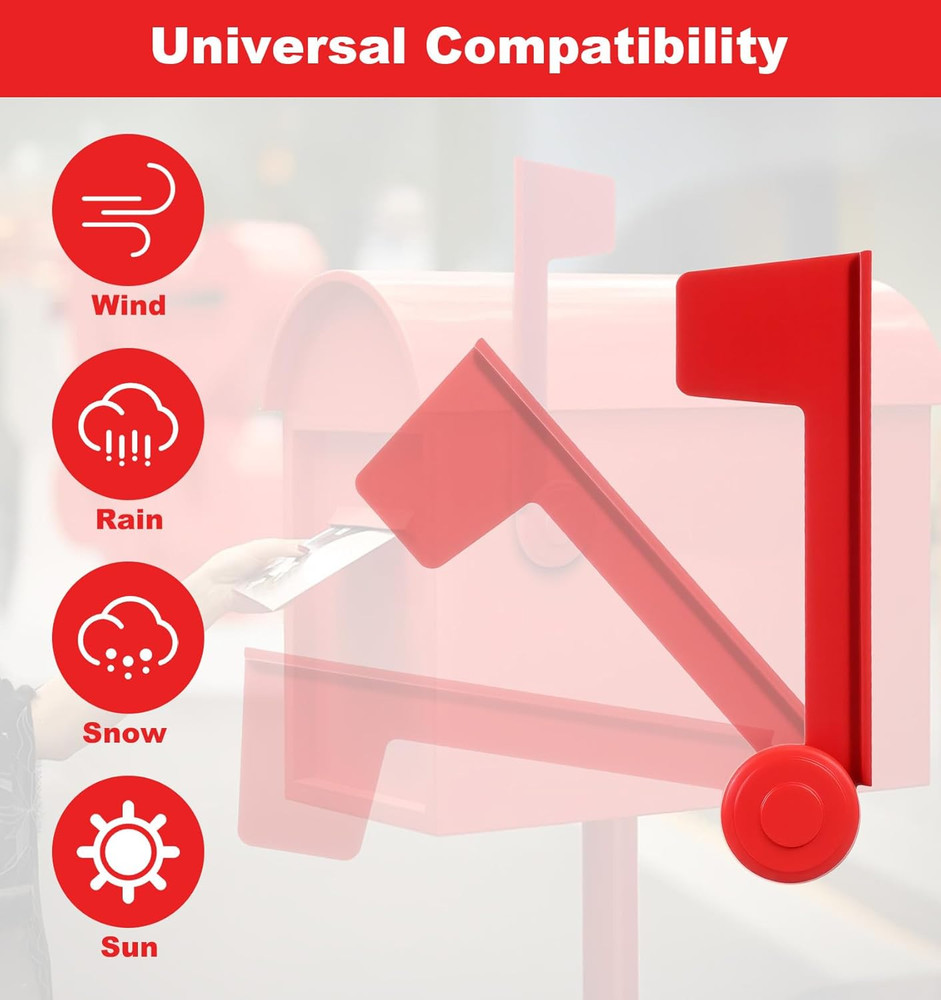 Mailbox Flag, Red Flag for Mailbox Replacement, Tool-Free Assembly (Red)