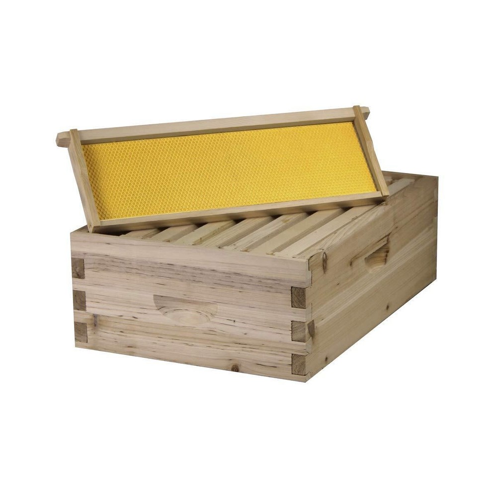 NuBee 8-Frame Complete Beehive Kit – Unassembled (2 Deep + 1 Medium Boxes) with