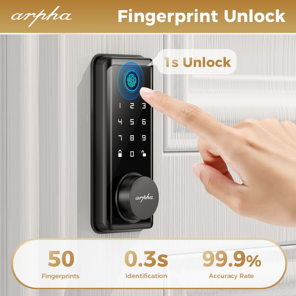 ARPHA Security Keyless Smart Door Lock 100Code Fingerprint Keyless Bluetooth APP