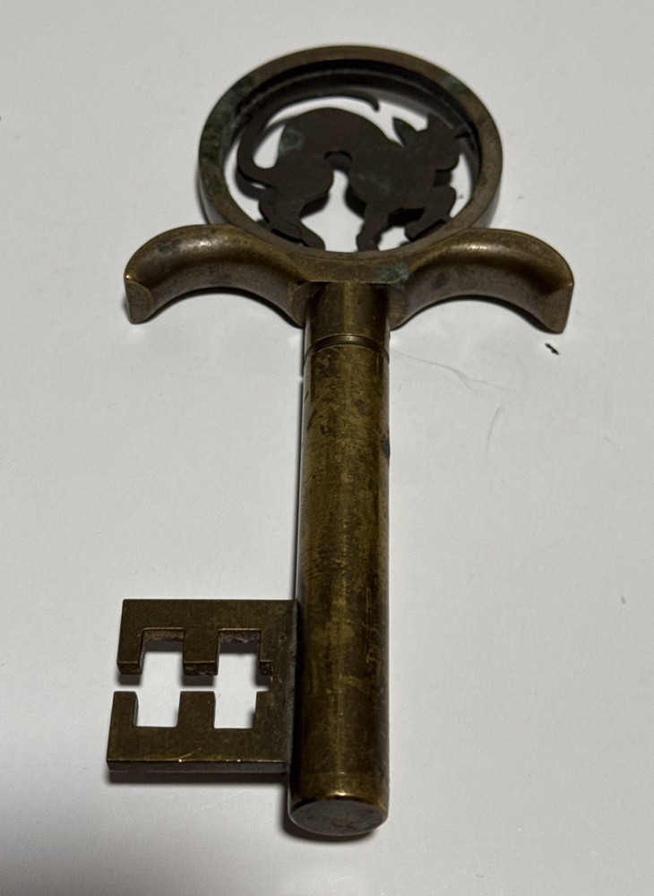 Vintage Cat Skeleton Key Corkscrew Bottle Opener
