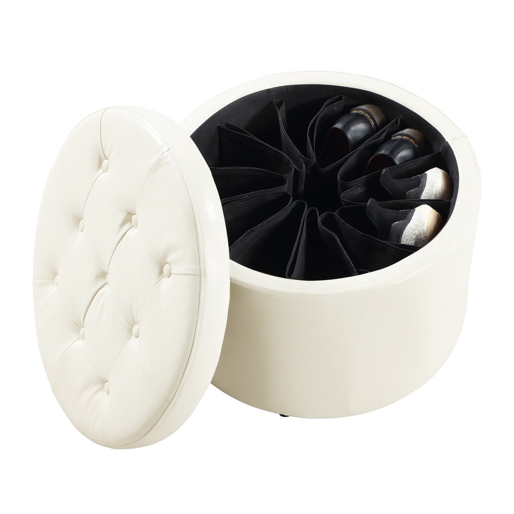 Comfort Round Shoe Ottoman Ivory