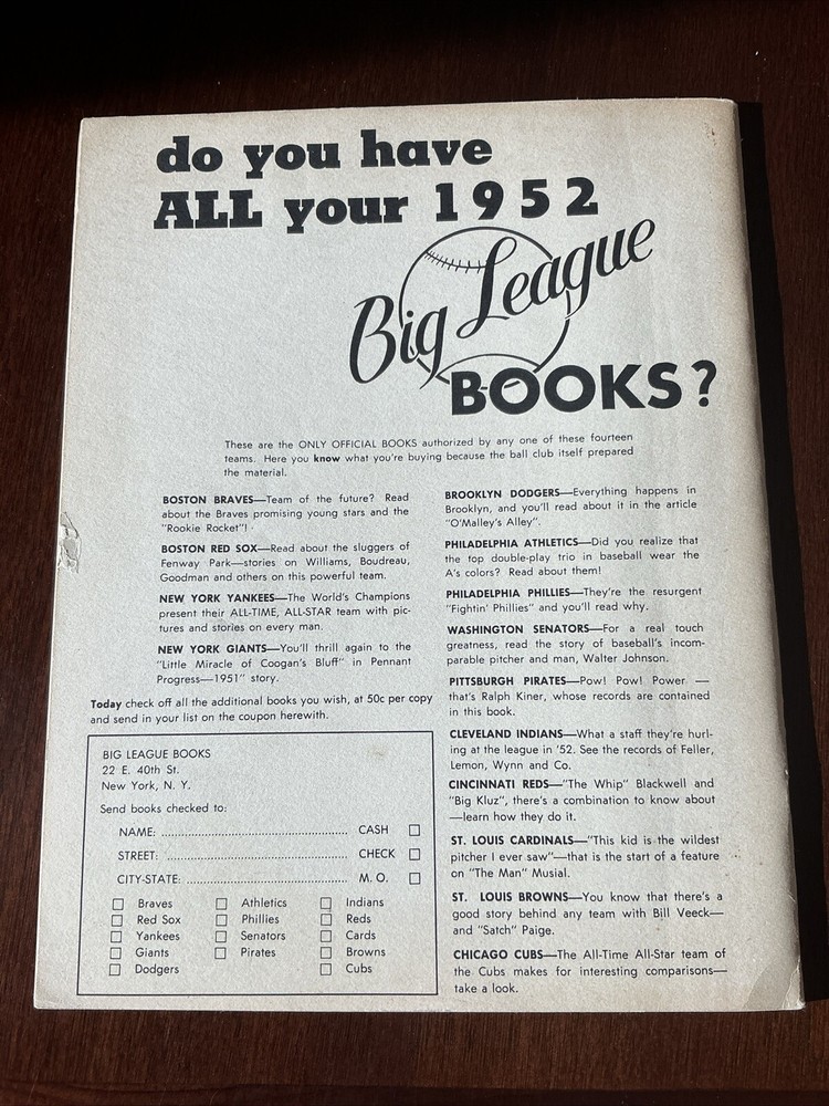 1952 New York Giants Baseball Yearbook