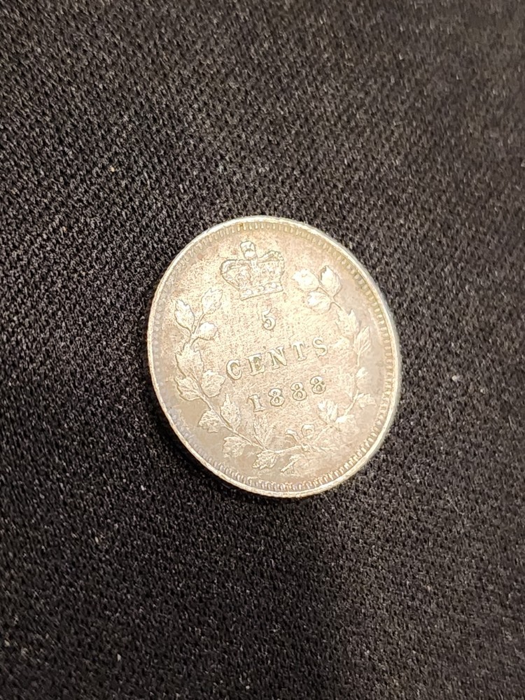 1888 Canada 5 Cents Silver Coin