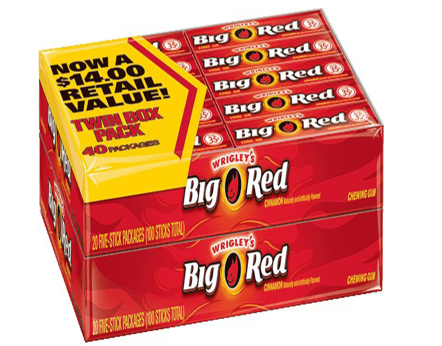 Wrigley's Big Red chewing gum, Cinnamon, 5 sticks per pack - 40 PACK