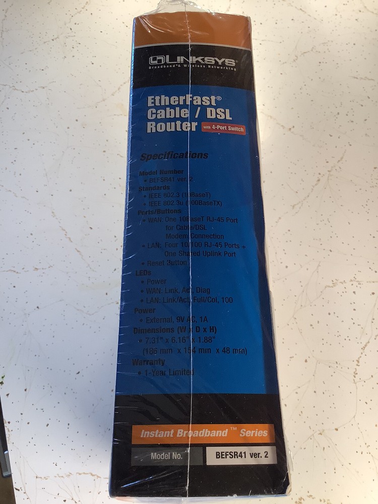 Linksys Etherfast Cable DSL 4 Port Nib Befsr41 Verv2