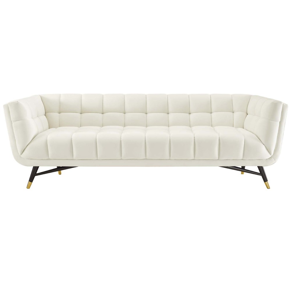 Modway Adept Performance Velvet Sofa in Ivory