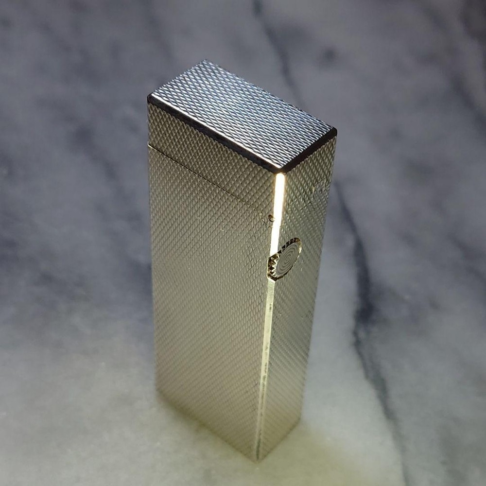 Vintage Dunhill Rolla gas lighter silver Barley ⓓ mark Working Condition