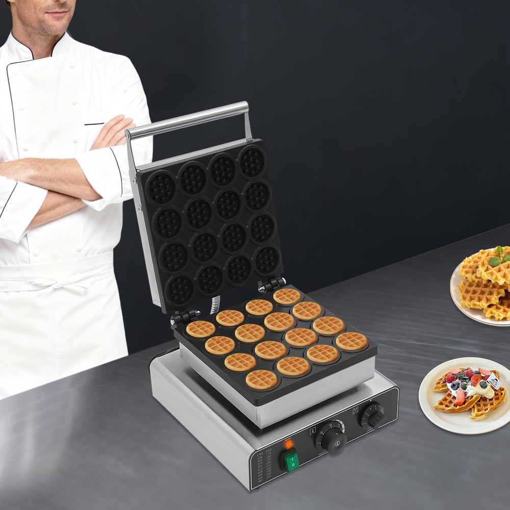 16-Grid Waffle Baker Commercial Nonstick Waffle Machine Time Temperature Control