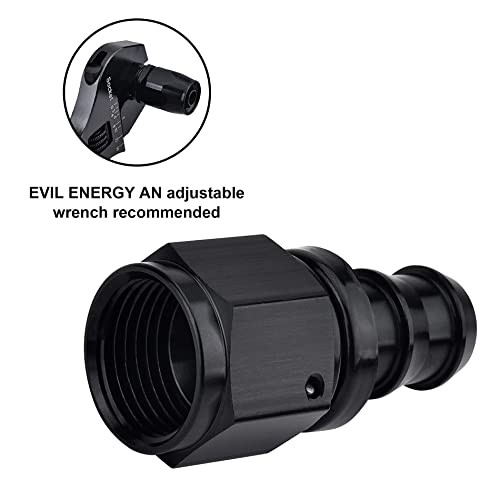 Push Lock Hose Fitting End Black 4PCS 8AN Straight