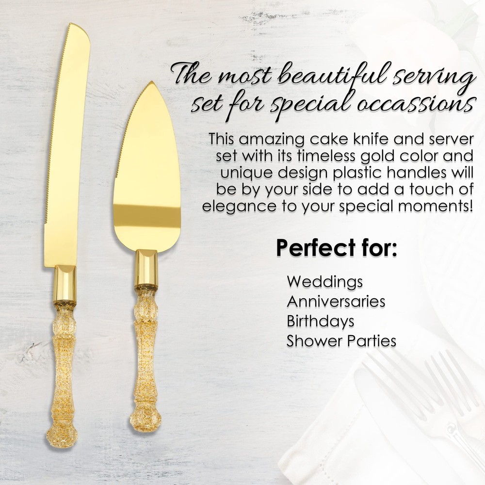 Wedding Cake Knife and Server Set, Cake Cutter and Pie Spatula, Cake Server a...