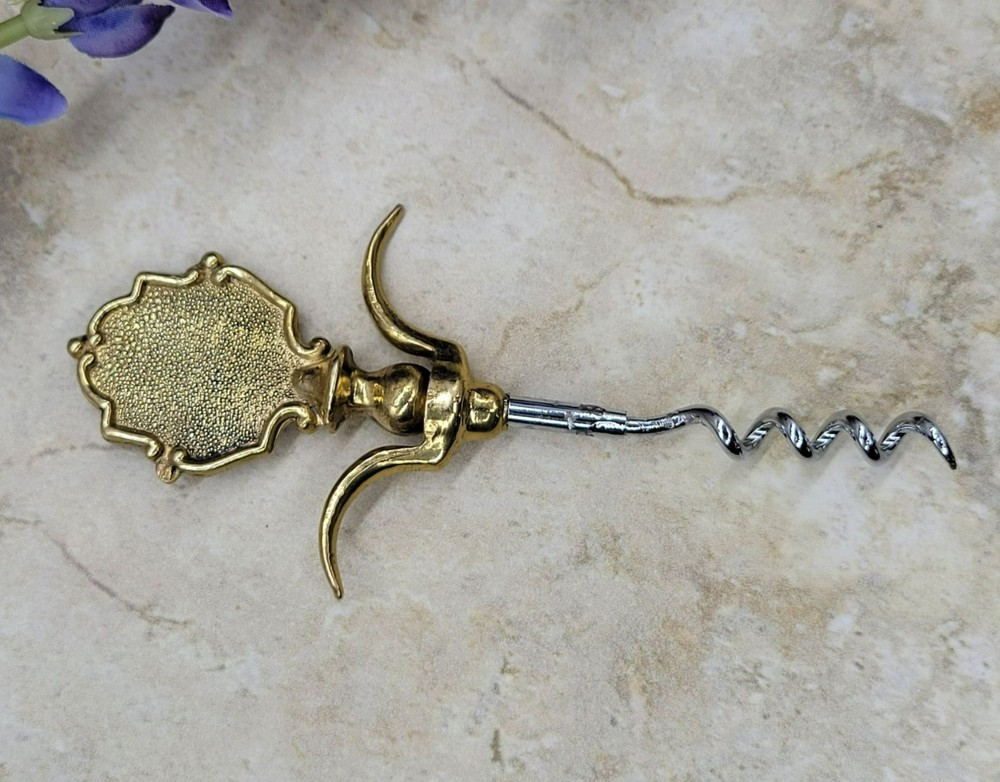 Vintage Bermuda Crest Gold-Tone & Silver-Tone Corkscrew With Decorative Handle