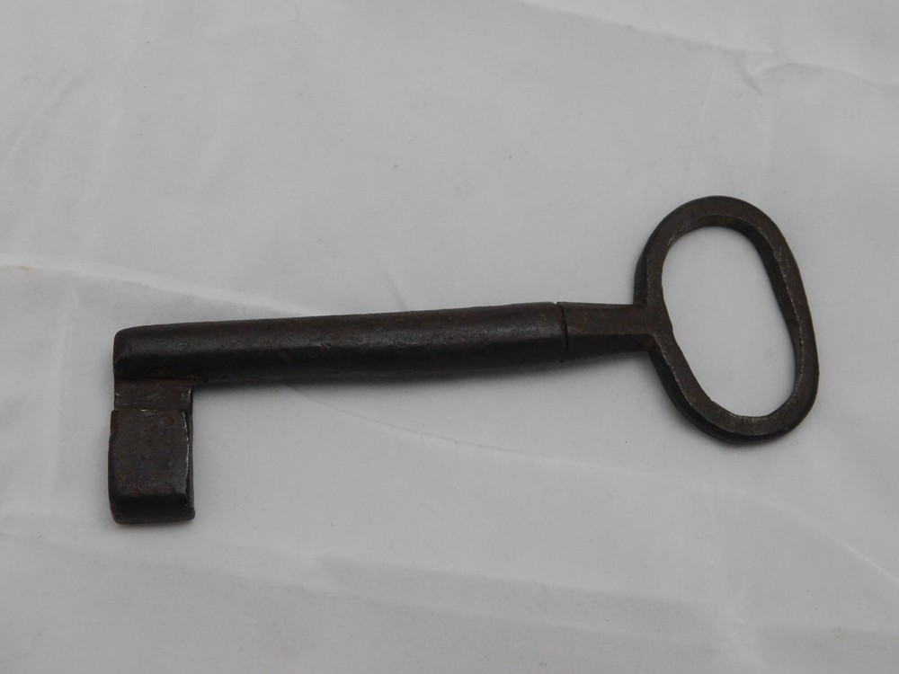 Large Antique Wrought Iron Open Barrel Key 5-1/4"