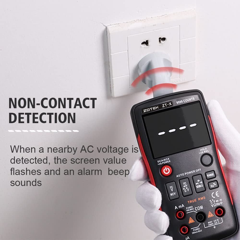 True RMS Digital Multimeter 3-Line Display 9999 AC DC Voltmeter Automatic Tester