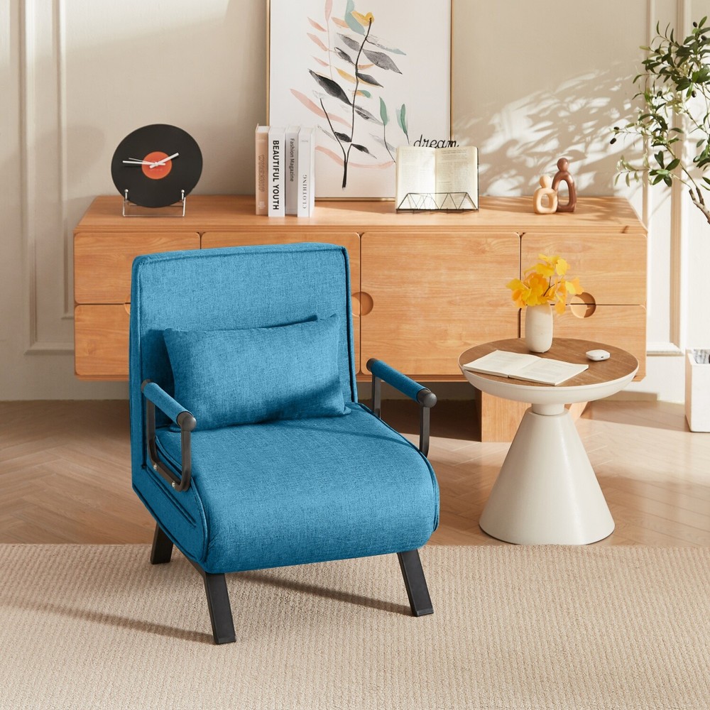 Convertible Sleeper Sofa Bed Single Sofa Bed Folding Sofa Bed w/ Pillow