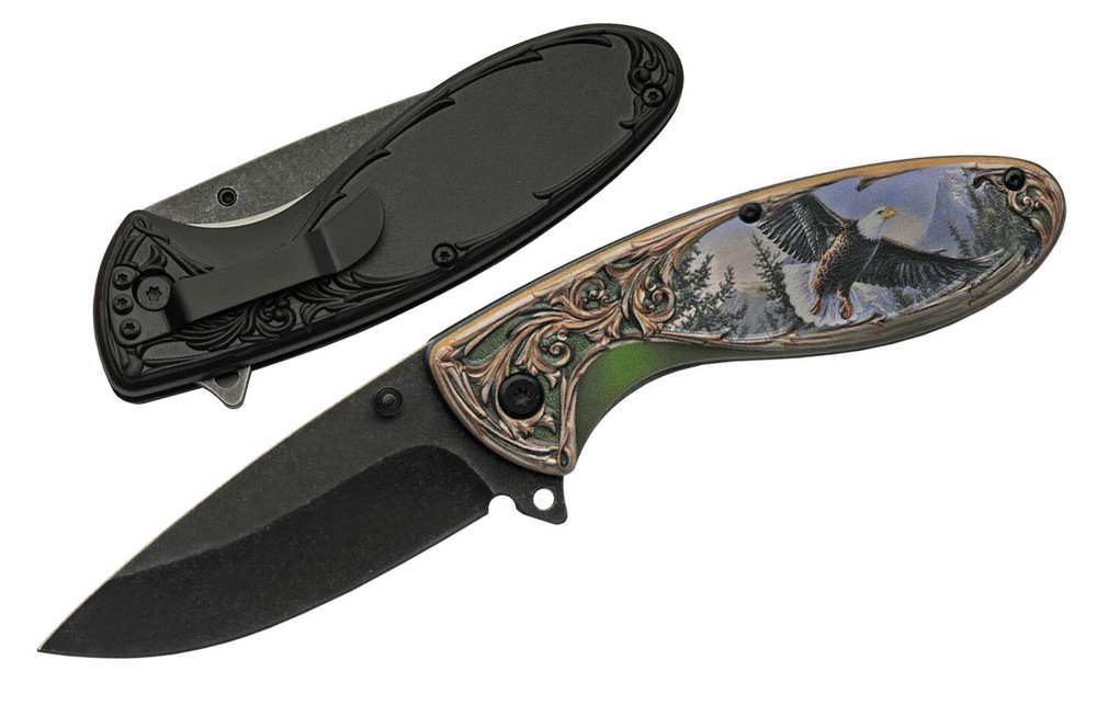 Spring-Assist Folding Knife | Rite Edge Bald Eagle Stainless Steel Blade