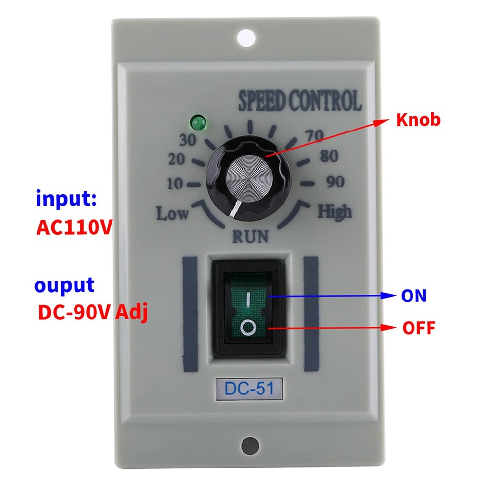 DC Motor Speed Controller AC 110V Input DC 24V-90V Output Motor Speed Control...