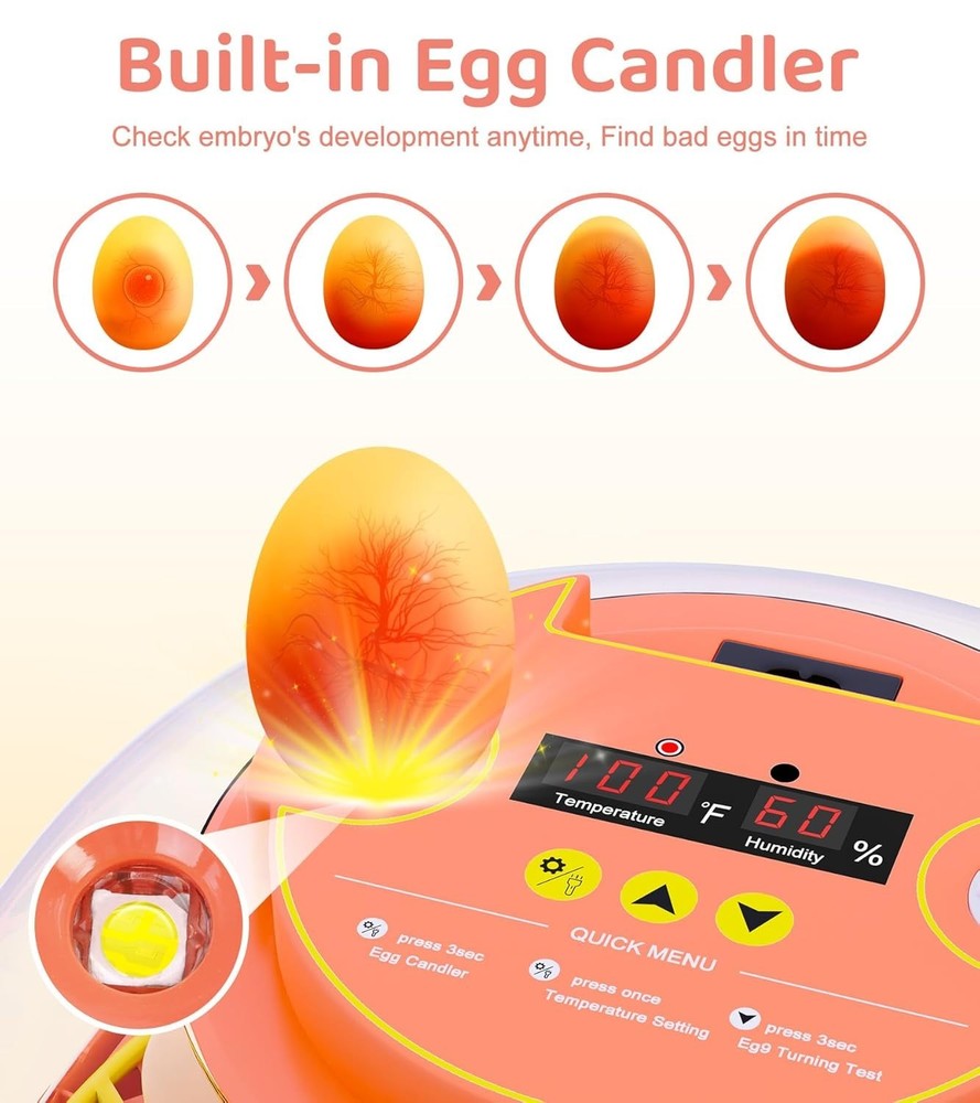 12 Egg Incubator for Hatching Eggs, Smart Temperature and Humidity Control, A...