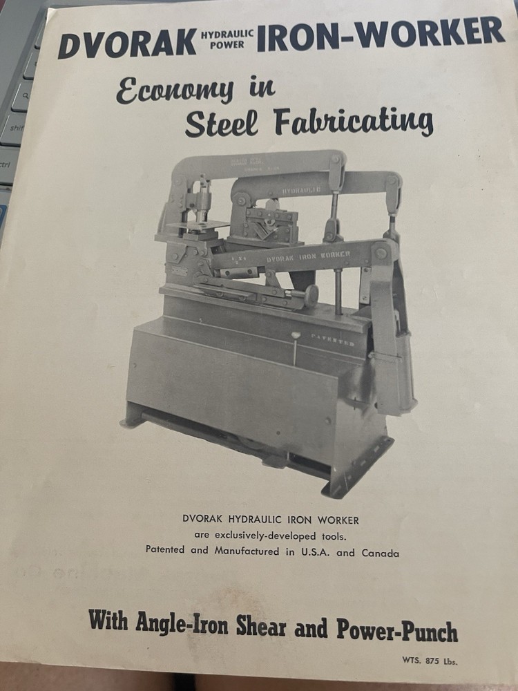DVORAK Hydraulic Power Ironworker Brochure