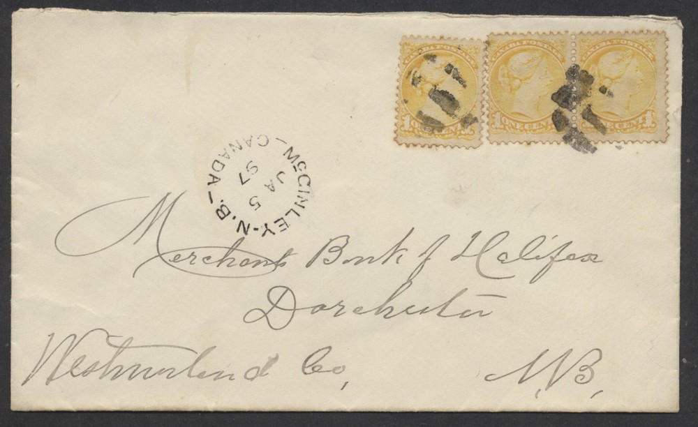 1897 McGinley NB CANADA Split Ring On Cover to Dorchester