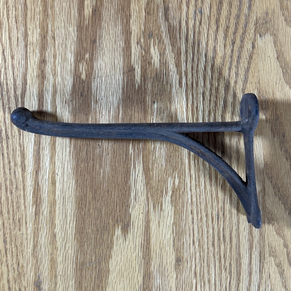 Antique Iron Coat Hook Wall Bracket Hat Rack Welded Cast Rustic Farm Cabin Decor