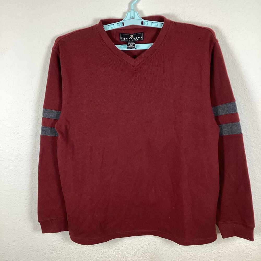 Consensus Sportswear Mens Sweater Sz M Long Sleeve Pullover Solid Red Excellent