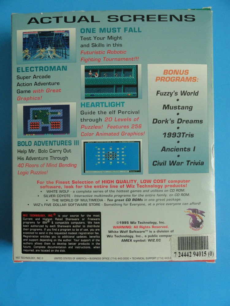 CD ROM SERIES 3 WHITE WOLF - 1995 PC CD-ROM 10 GAMES - BIG BOX- COMPLETE